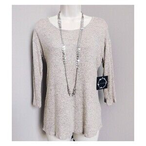 Corvia Button Sleeve Top Cream &‎ Black Small NWT